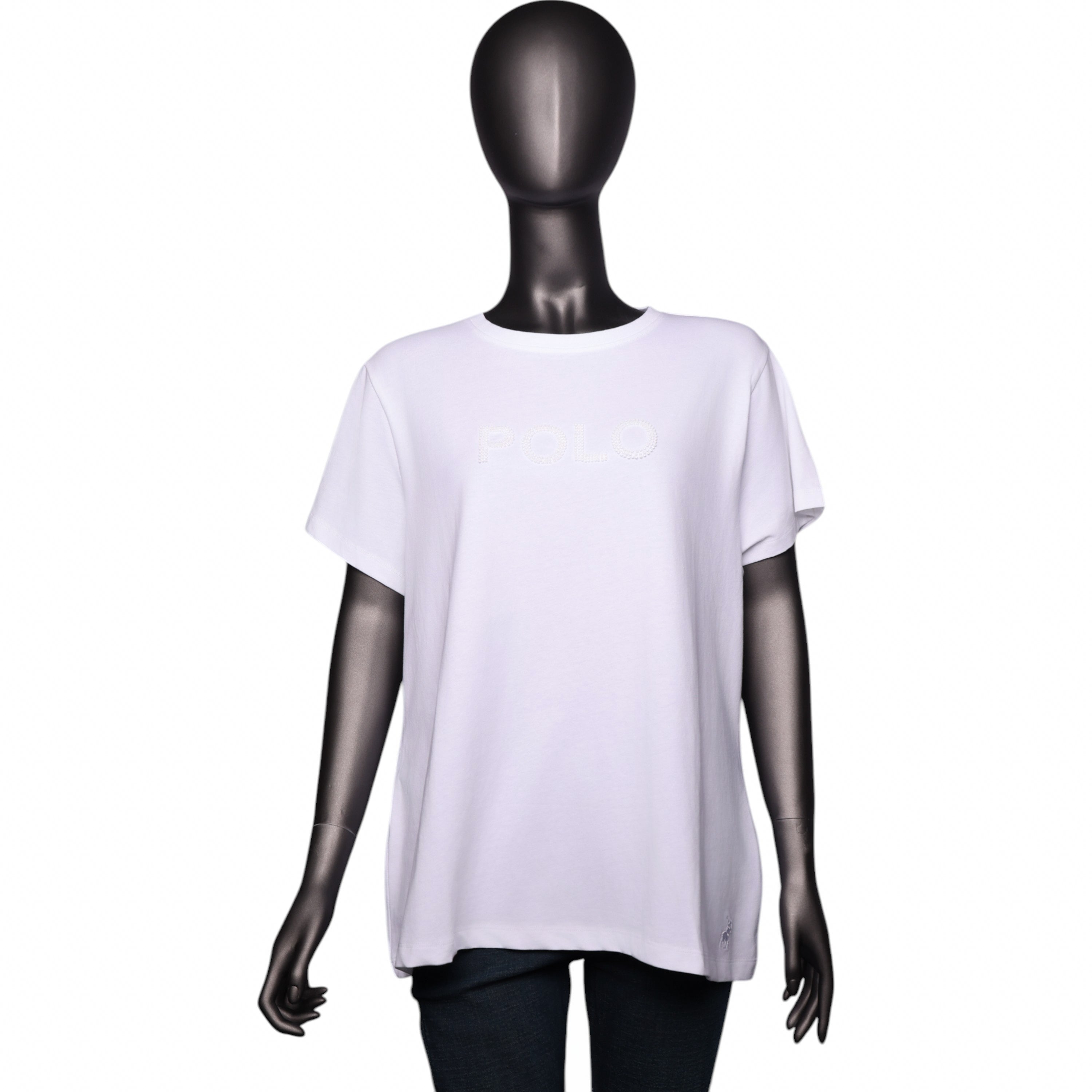 Polo T-Shirt Ladies Addison Beaded Classic White